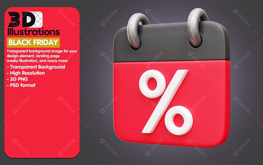 Calendário De Desconto Elemento 3D De Black Friday para Composição PSD
