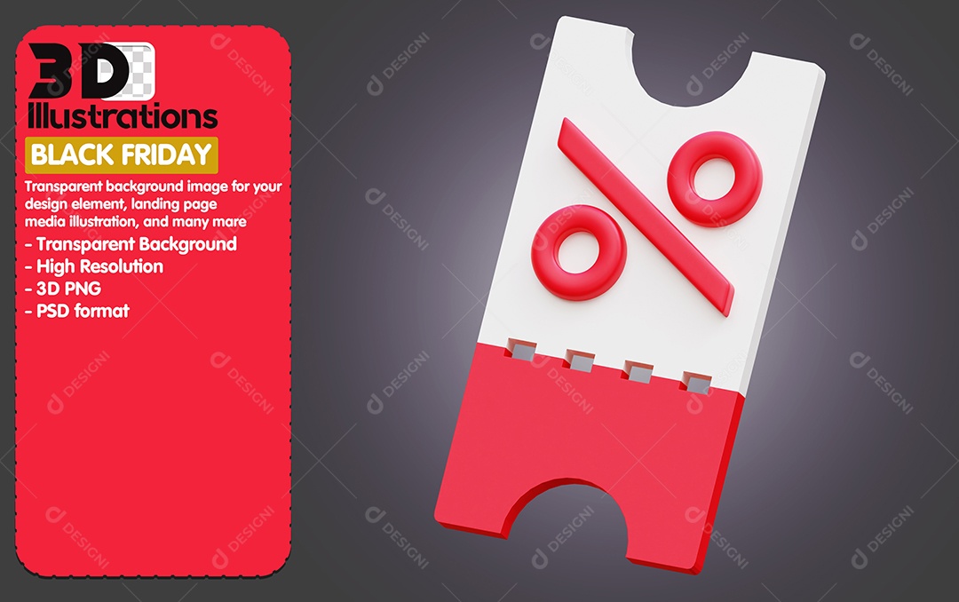 Cupom De Desconto Elemento 3D De Black Friday para Composição PSD