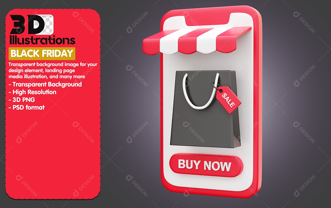 Loja Virtual Elemento 3D De Black Friday para Composição PSD
