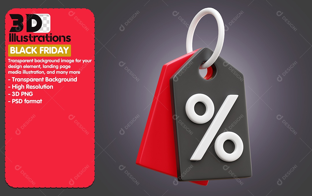 Etiqueta de Desconto Elemento 3D De Black Friday para Composição PSD