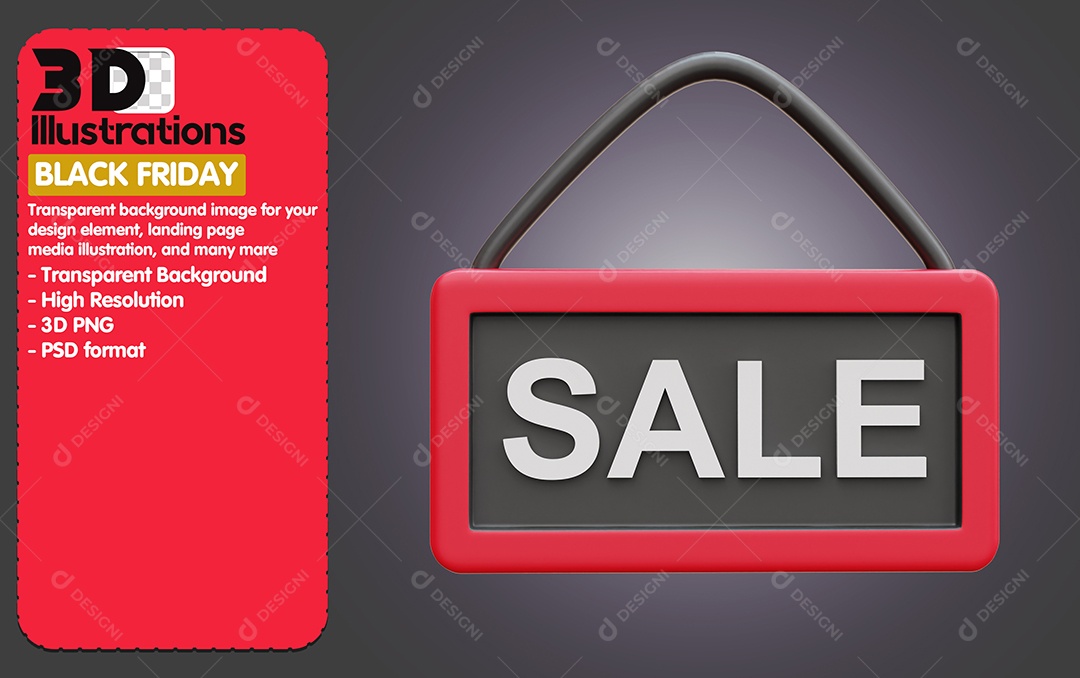 Placa De Desconto Elemento 3D De Black Friday para Composição PSD