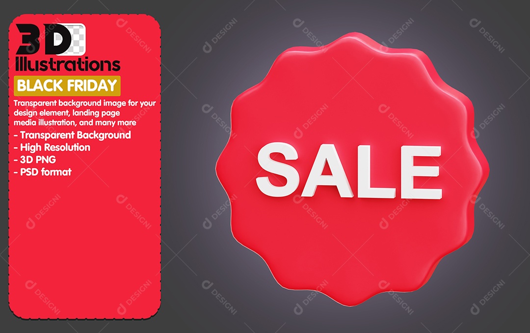 Black Friday 3D Element Discount for PSD Composition