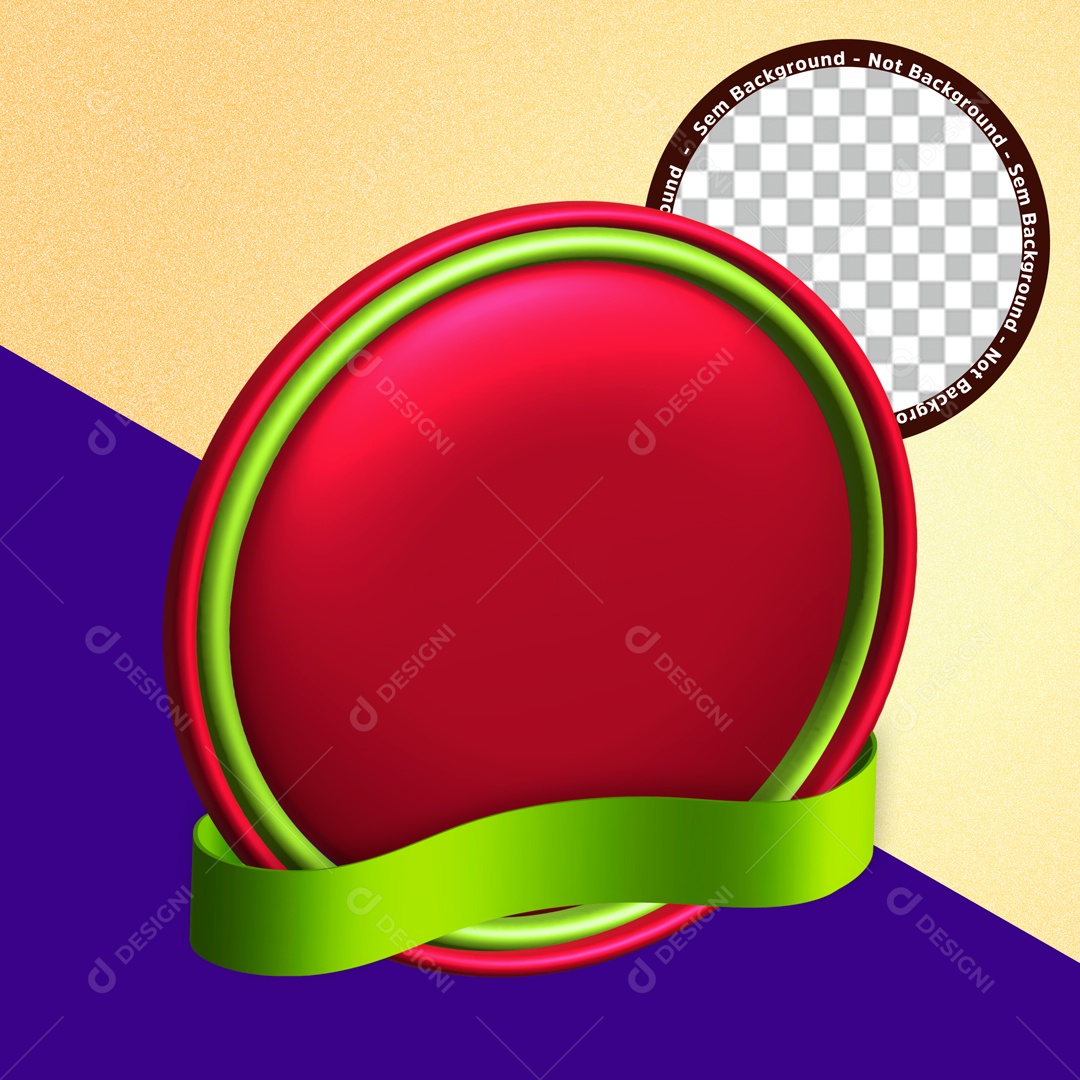 Elemento 3D Forma Circular Rosa e Verde Para Composição PSD