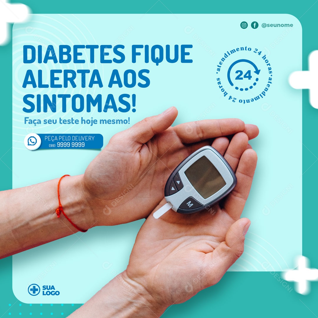 Fique Alerta Com Os Sintomas da Diabetes  Social Media PSD Editável