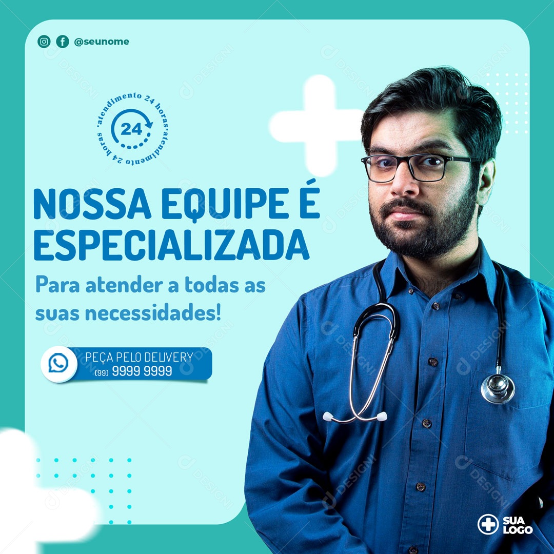 Equipe Especializada Para Atender Todas Suas Necessidades Social Medias PSD Editável