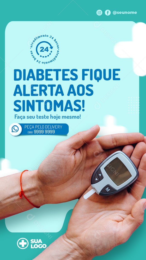 Story Diabetes Fique Alerta Aos Sintomas Social Media PSD Editável