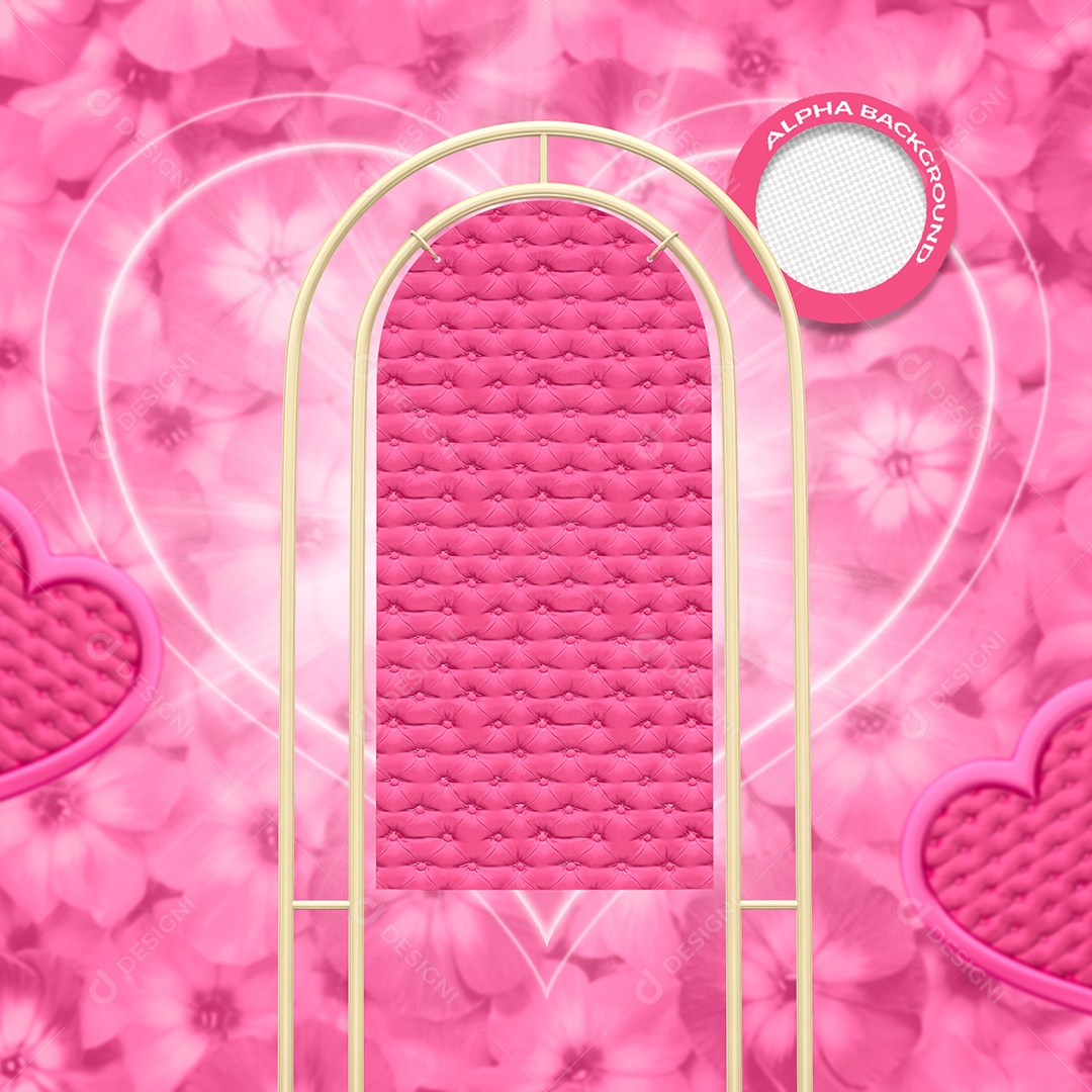 Elemento 3D Rosa Fundo PSD