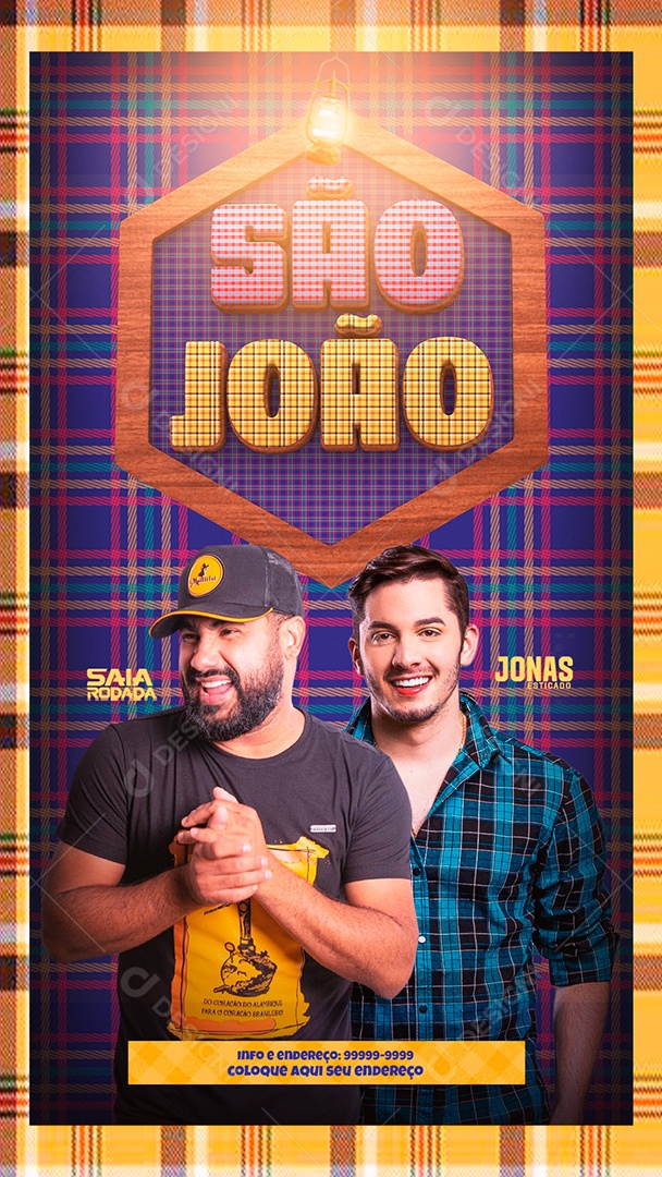 Social Media Flyer Story São João Saia Rodada Jonas Esticado PSD Editável