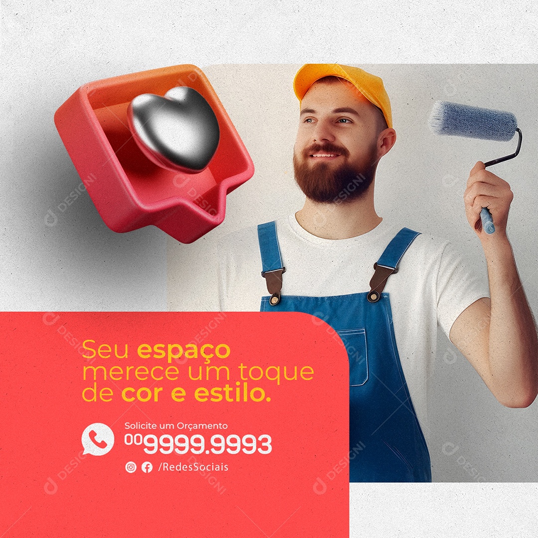 Seu Espaço Merece Um Toque De Cor e Estilo Pintor Social Media PSD Editável