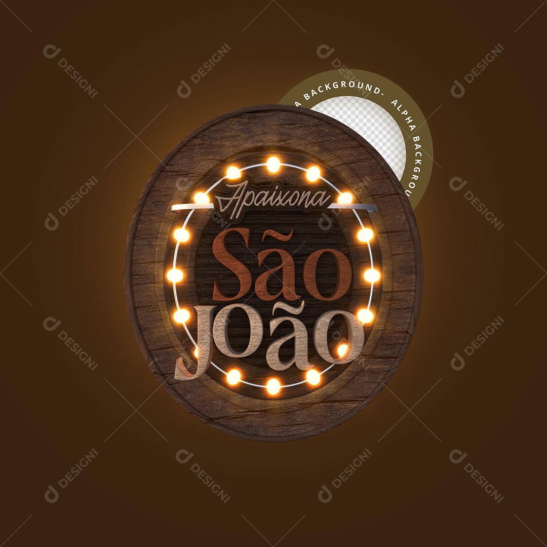 Selo 3D Para Composição Apaixona São João PSD