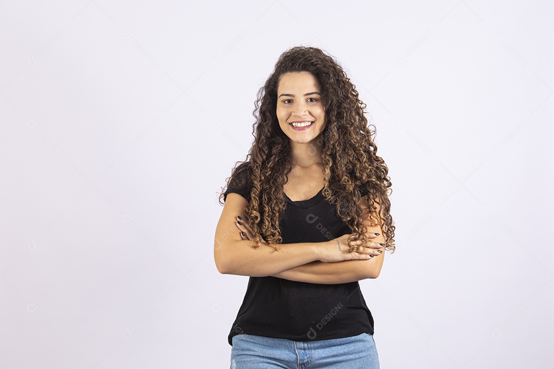 Linda mulher garota jovem sobre fundo isolado