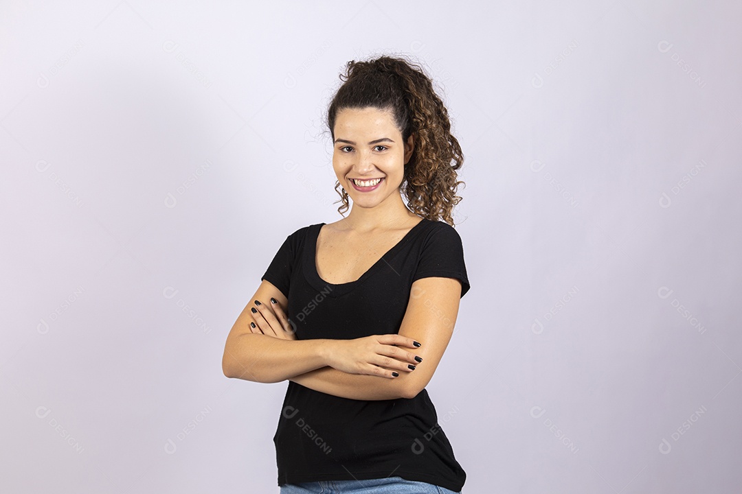 Linda mulher garota jovem sobre fundo isolado