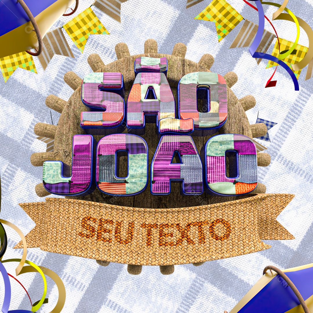 São João Xadrez Selo 3D Para Composição PSD