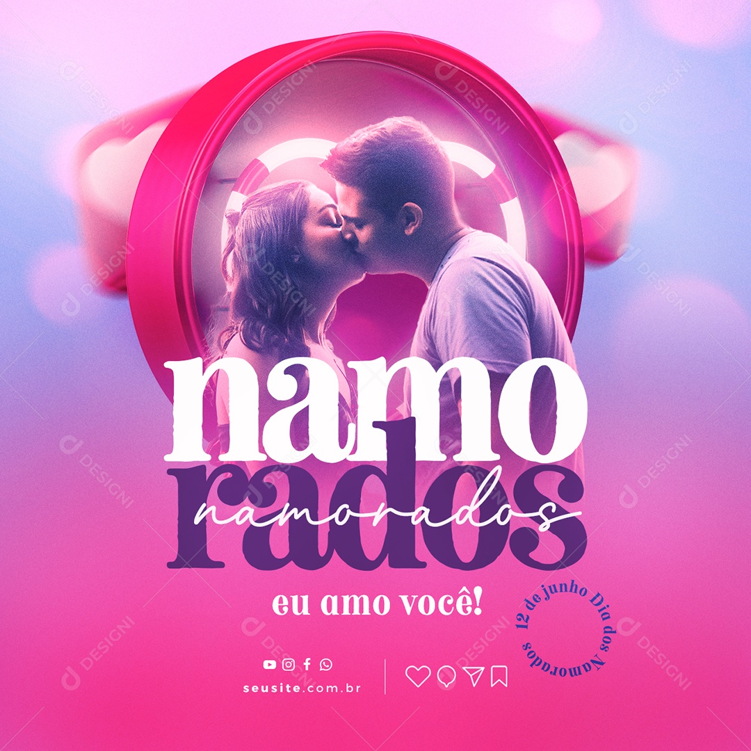 Eu Amo Você 12 De Junho Dia Dos Namorados Social Media PSD Editável