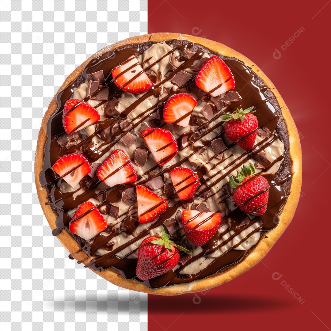 Deliciosa Pizza Doce Sobre Tábua de Madeira PSD