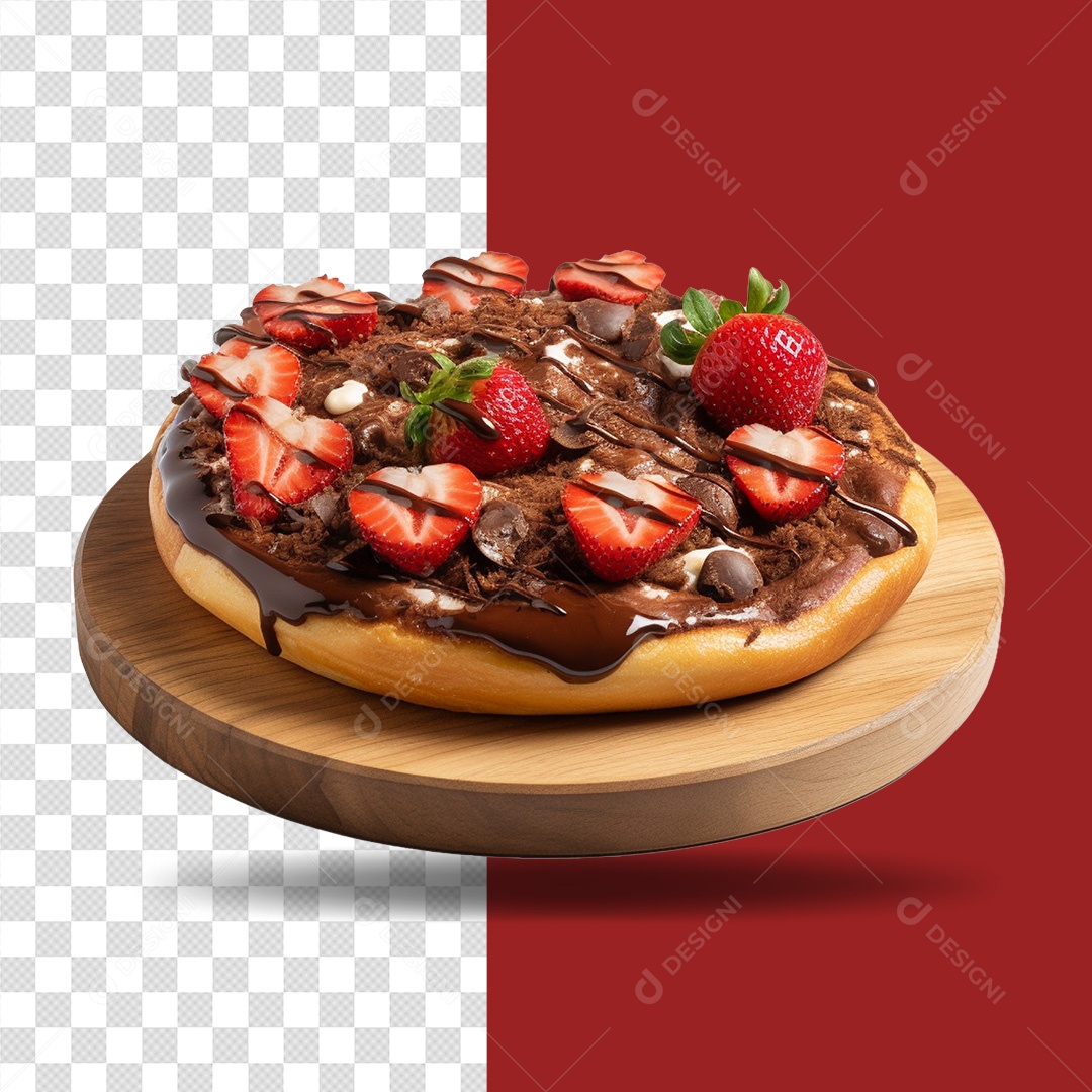 Deliciosa Pizza Doce Sobre Tábua de Madeira PSD