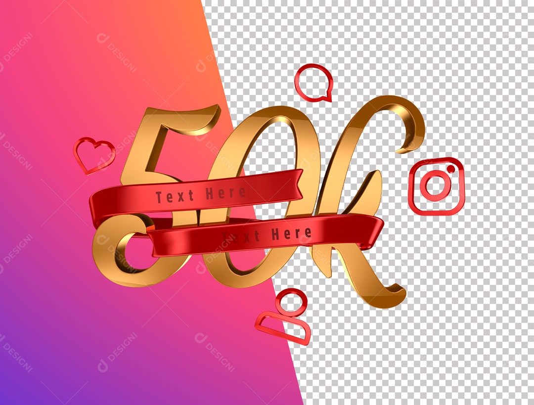 Numero 3D 50K De Seguidores Instagram Para Composição PSD