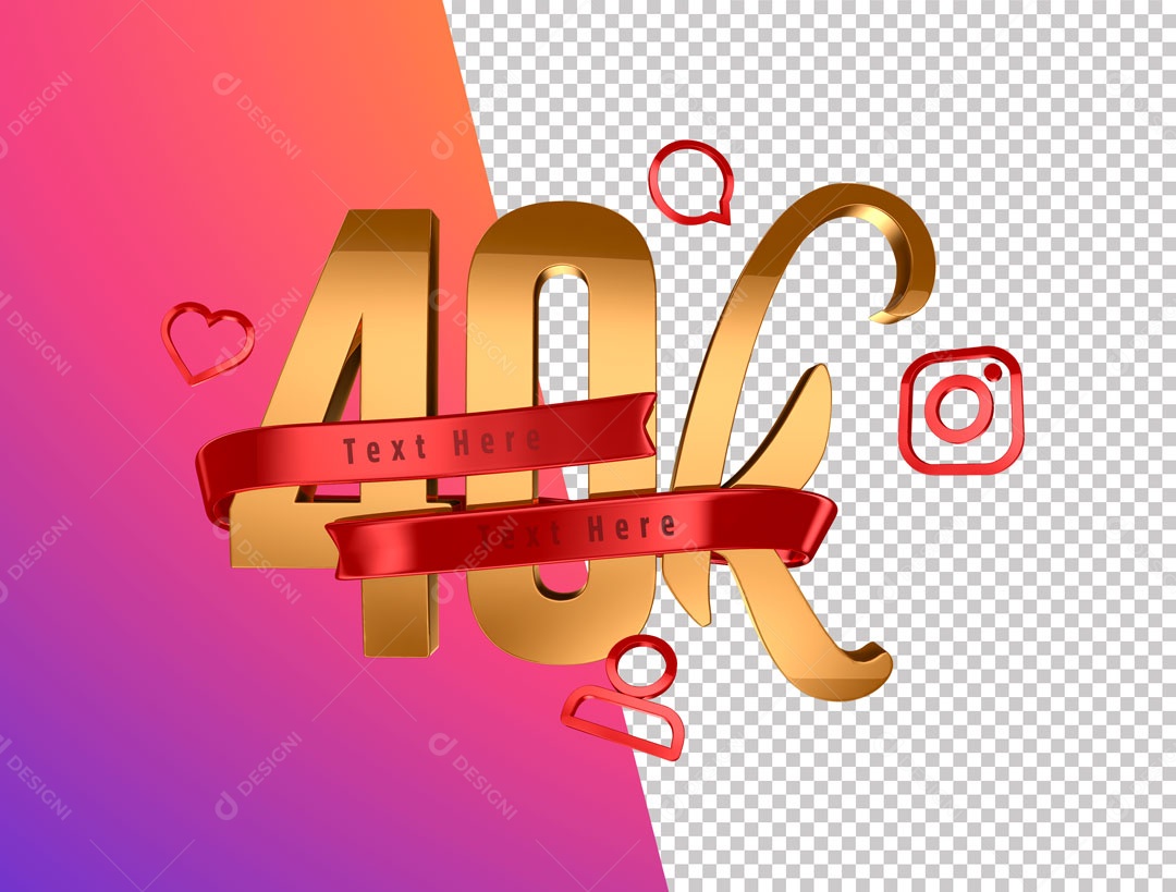 Numero 3D 40K De Seguidores Instagram Para Composição PSD