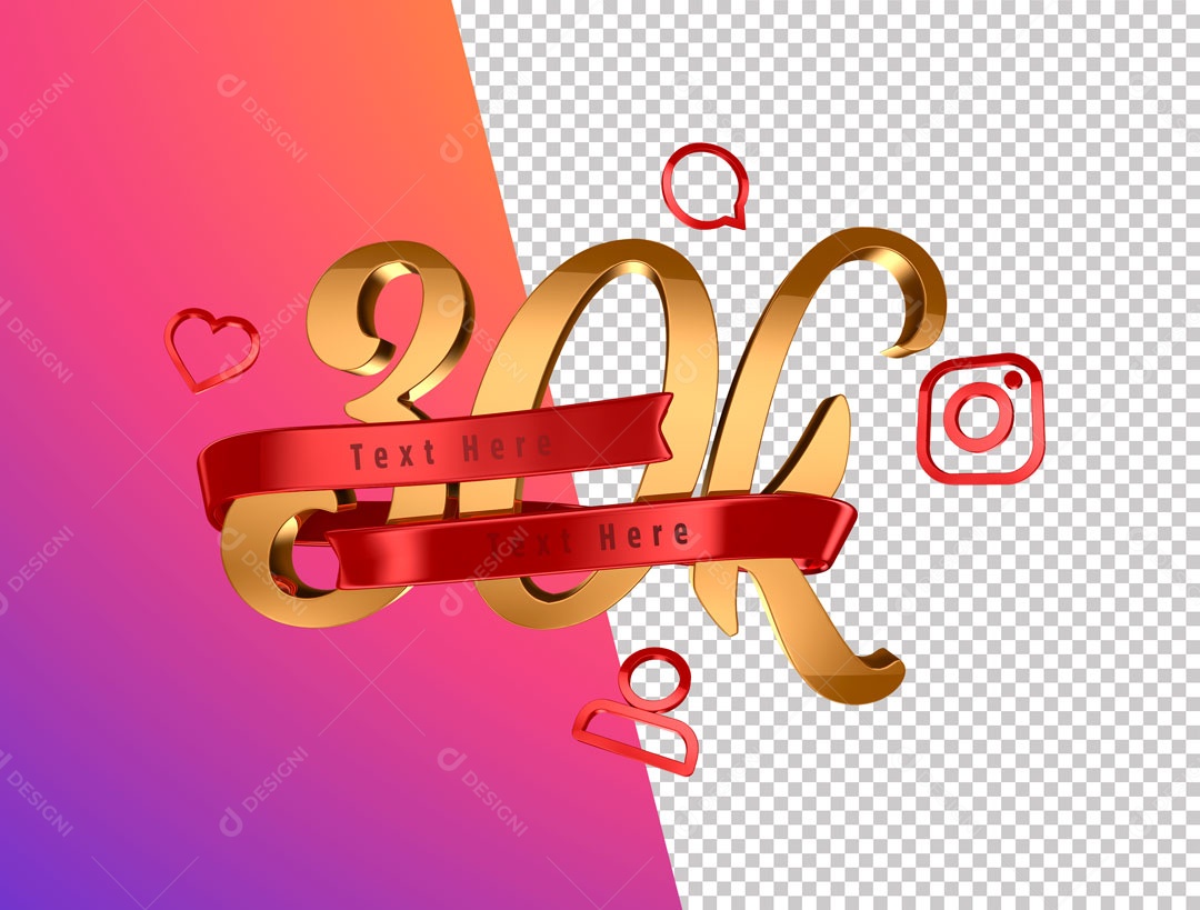 Numero 3D 30K De Seguidores Instagram Para Composição PSD