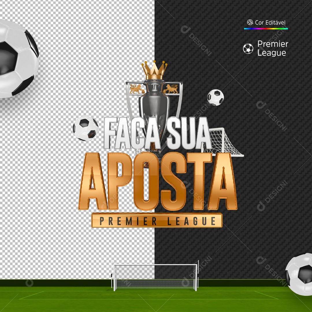 Texto 3D Faça Sua Aposta Premier League Para Composição PSD