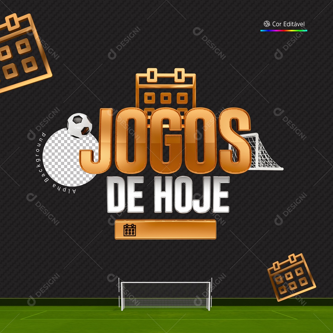 Texto 3D Jogos De Hoje Calendario Para Composição PSD