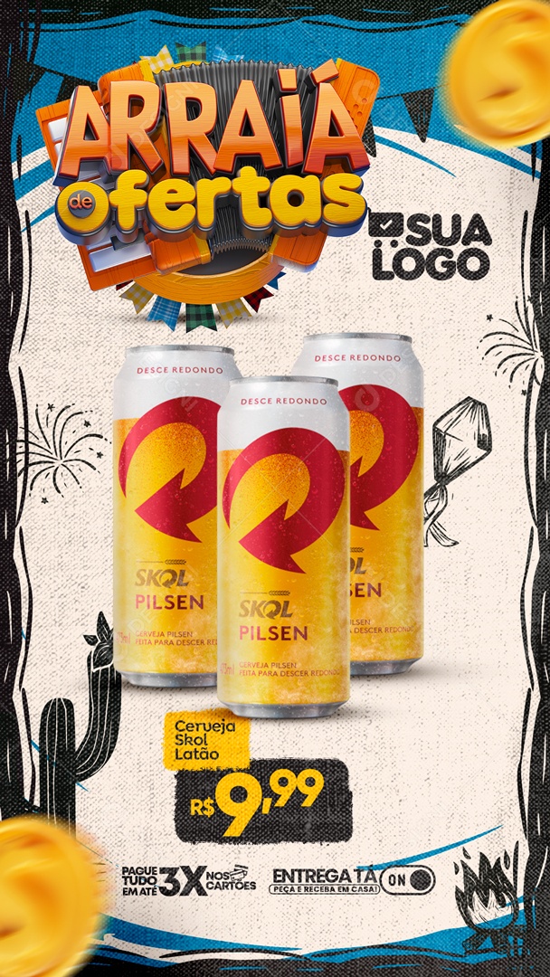 Story Arraiá de Ofertas Venha Conferir Social Media PSD Editável