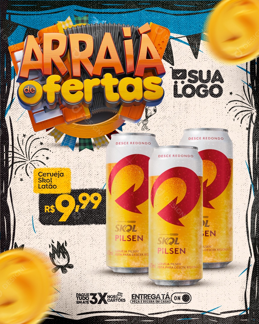 Arraiá de Ofertas Venha Conferir Social Media PSD Editável