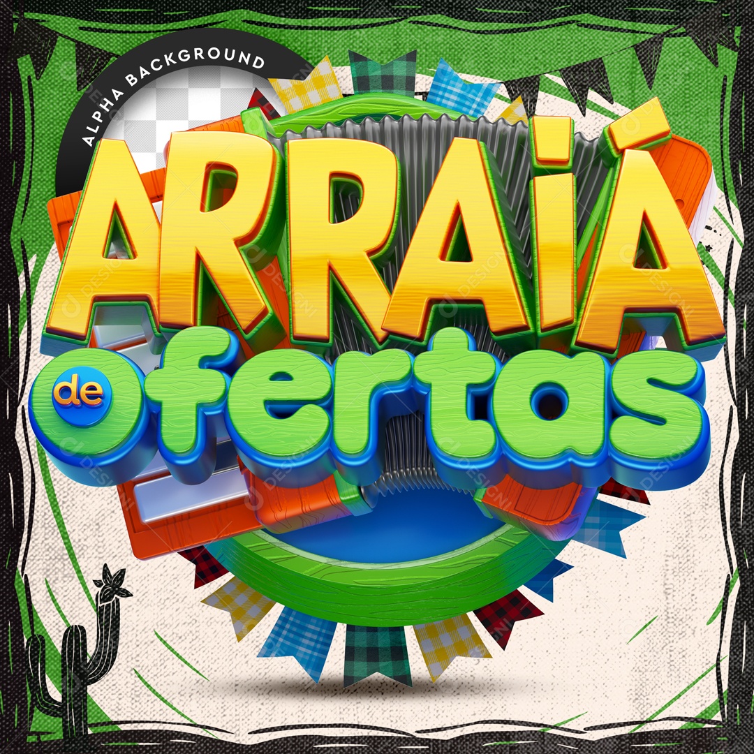 Selo 3D Para Composição Arraiá de Ofertas PSD