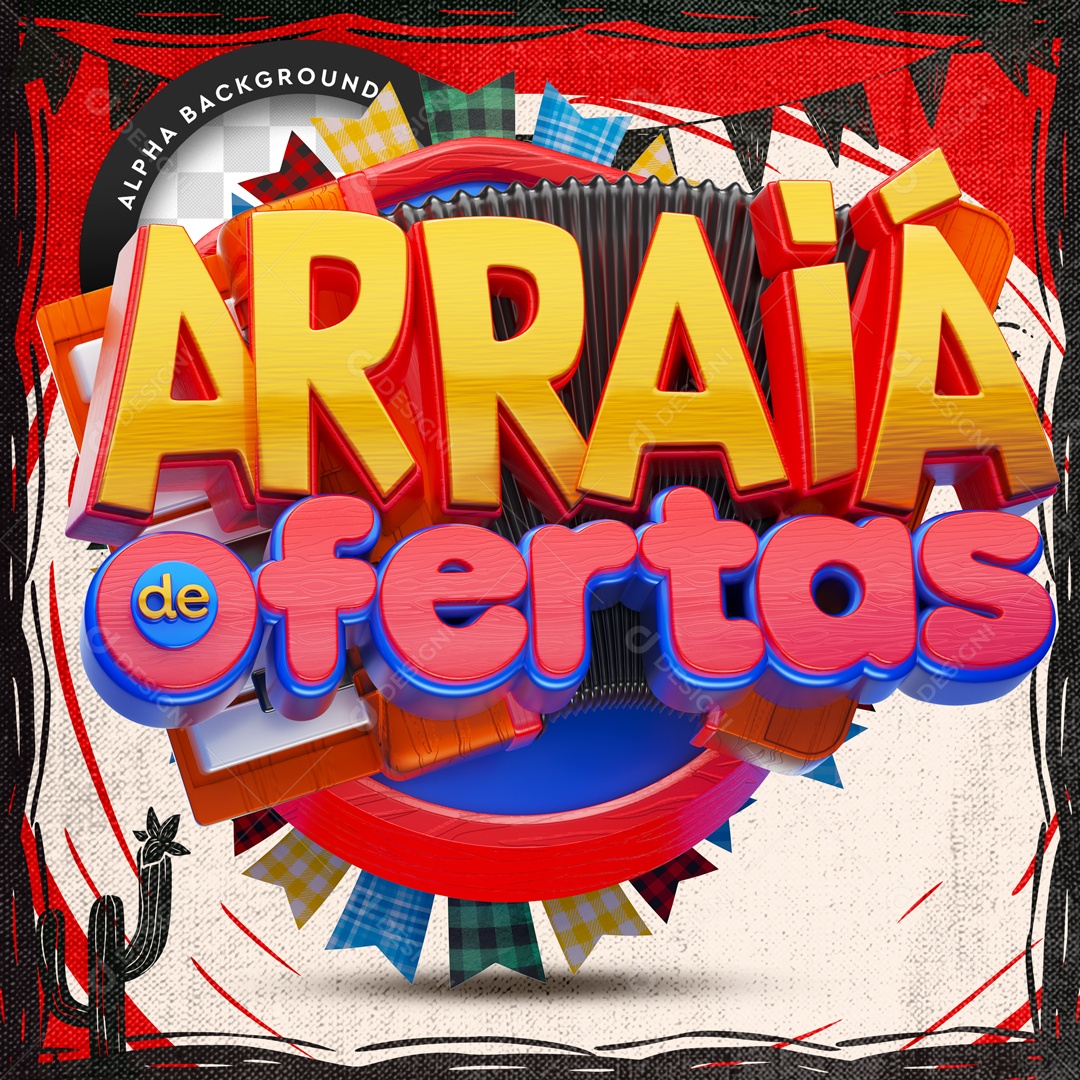 Selo 3D Para Composição Arraiá de Ofertas PSD