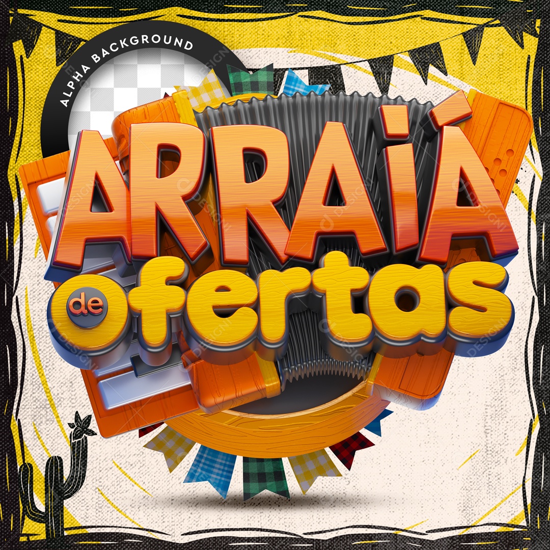 Selo 3D Para Composição Arraiá de Ofertas PSD