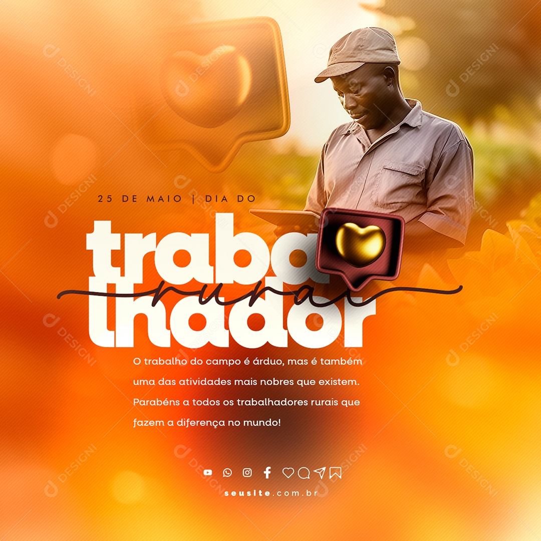 O Trabalho Do Campo é Árduo Dia Do Trabalhador Rural Social Media PSD Editável