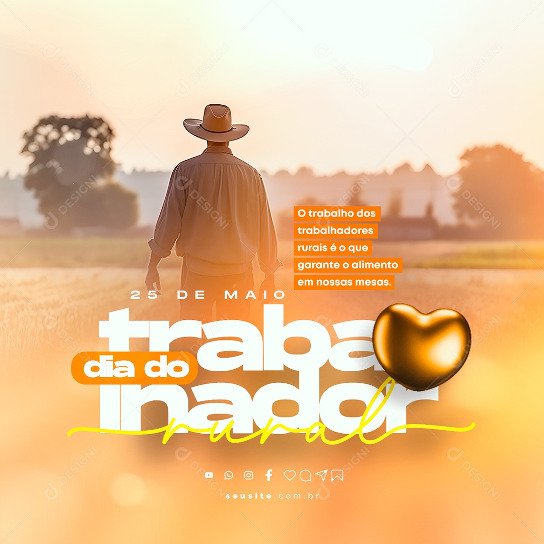 Dia Do Trabalhador Rural 25 De Maio Social Media PSD Editável