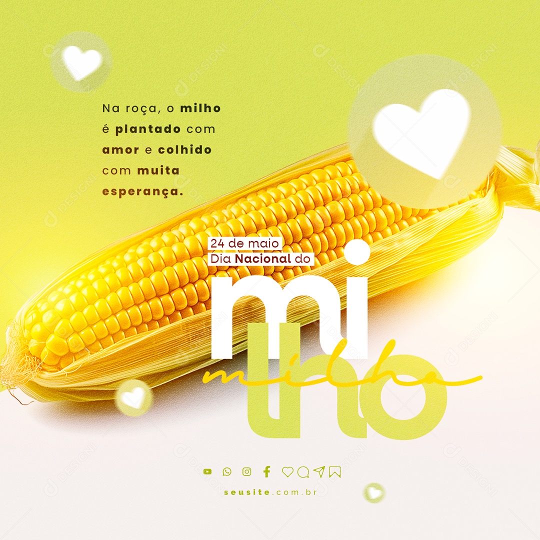 Na Roça O Milho é Plantado Com Amor e Colhido Com Muita Esperança Dia Nacional Do Milho Social Media PSD Editável