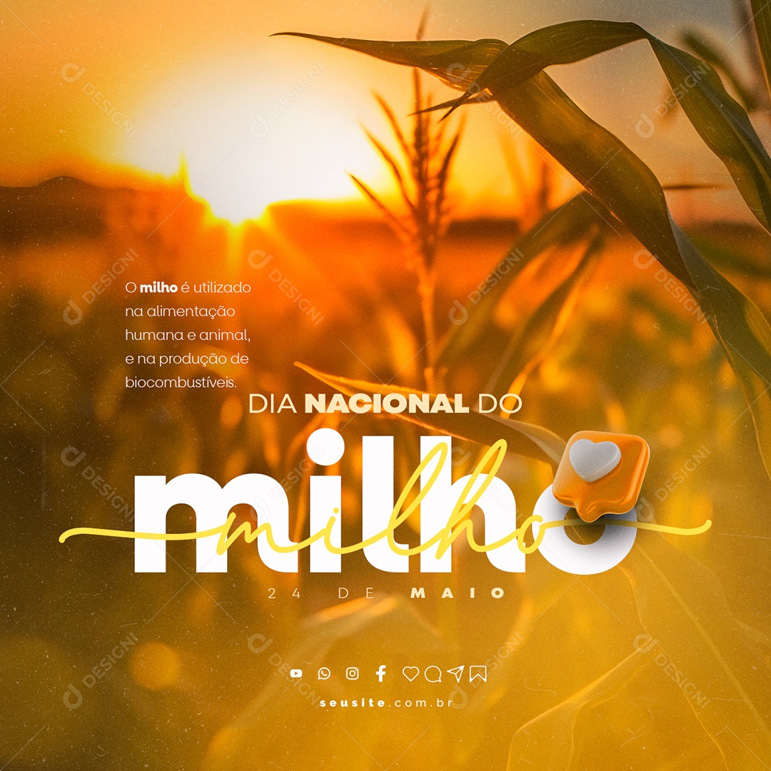 O Milho é Utilizado Na Alimentação Humana e Animal Dia Nacional Do Milho Social Media PSD Editável