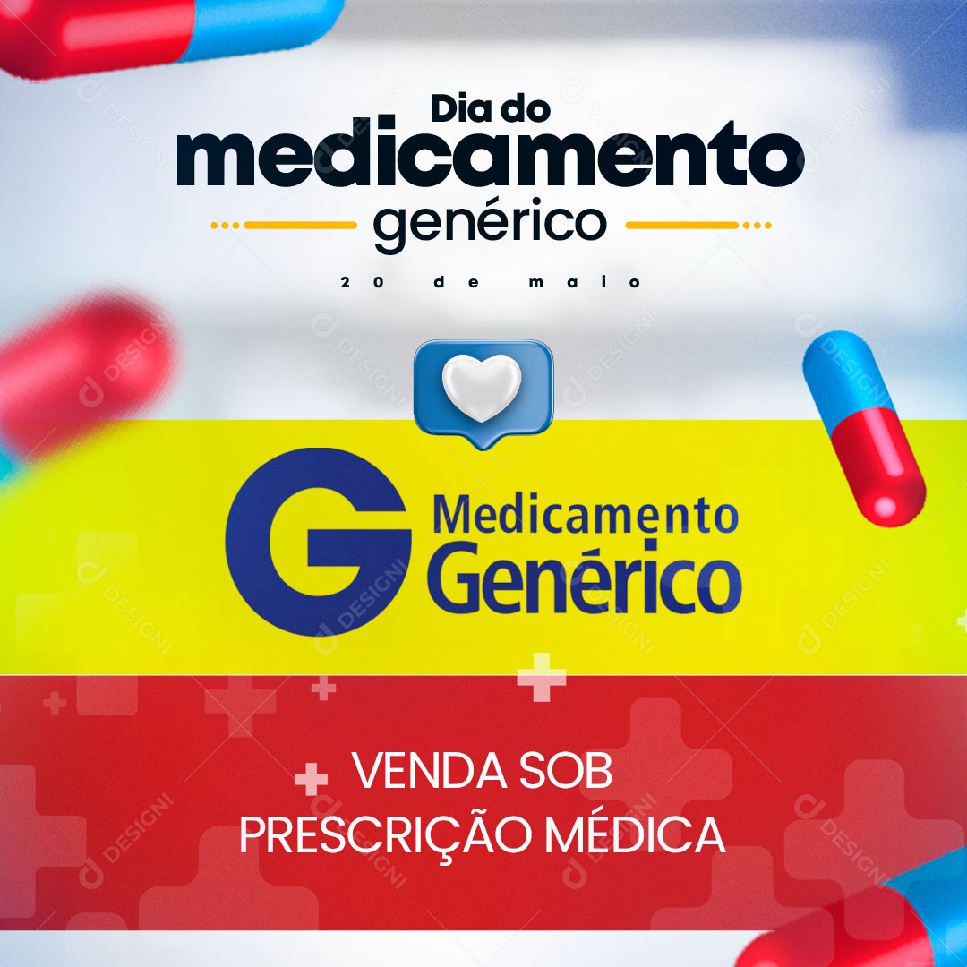 Dia do Medicamento Genérico 20 de Maio Social Media PSD Editável