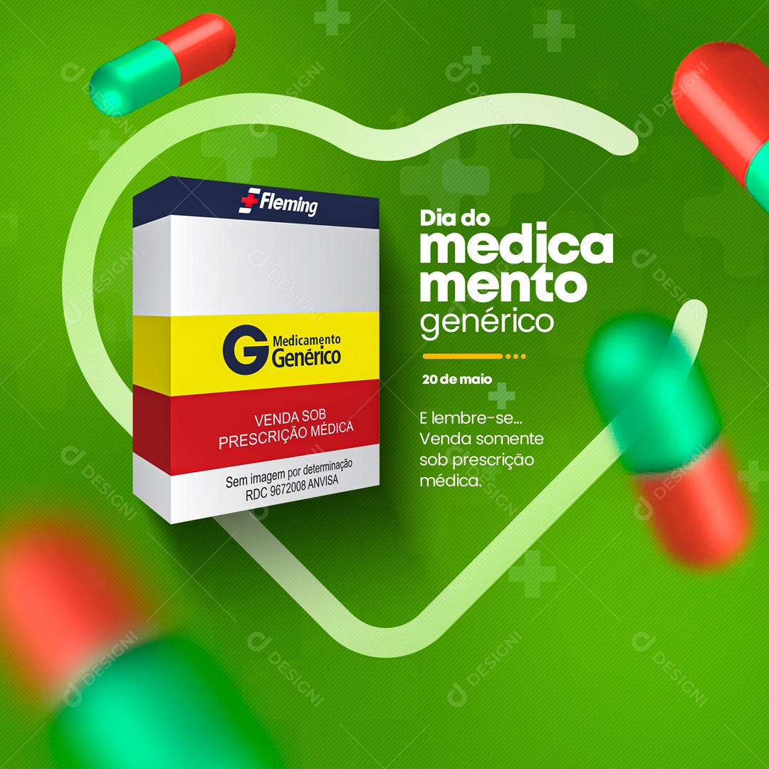 Dia do Medicamento Genérico 20 de Maio Social Media PSD Editável