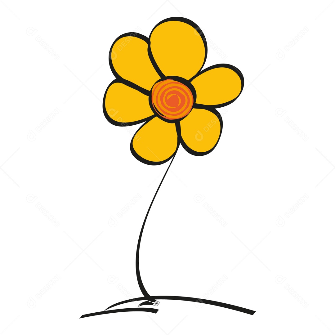 Ilustração de Flor Amarela AI + EPS Editável