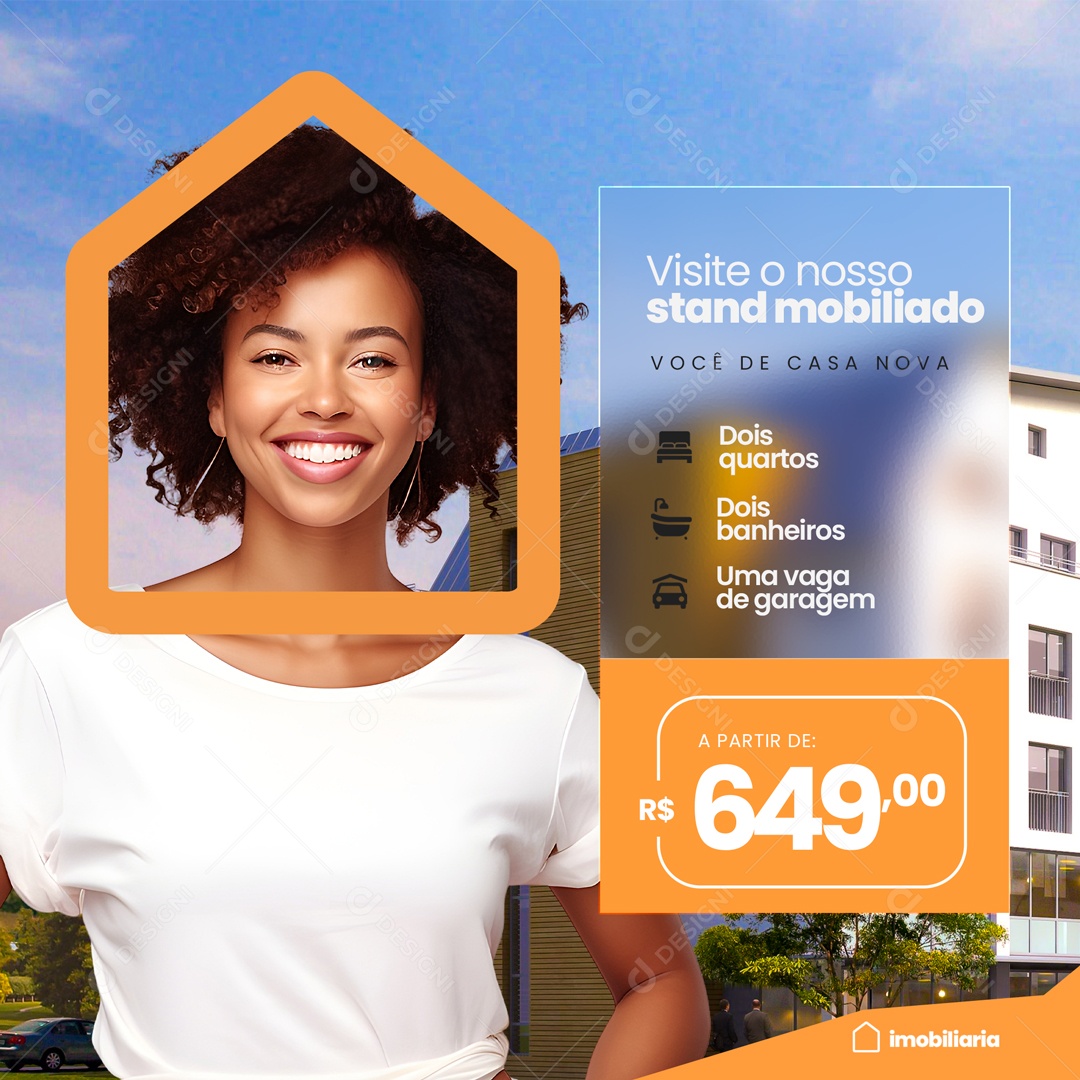 Visite o Nosso Stand Mobiliado Imobiliária Social Media PSD Editável