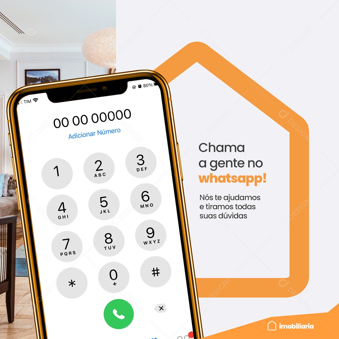 Chama a Gente no Whatsapp! Imobiliária Social Media PSD Editável