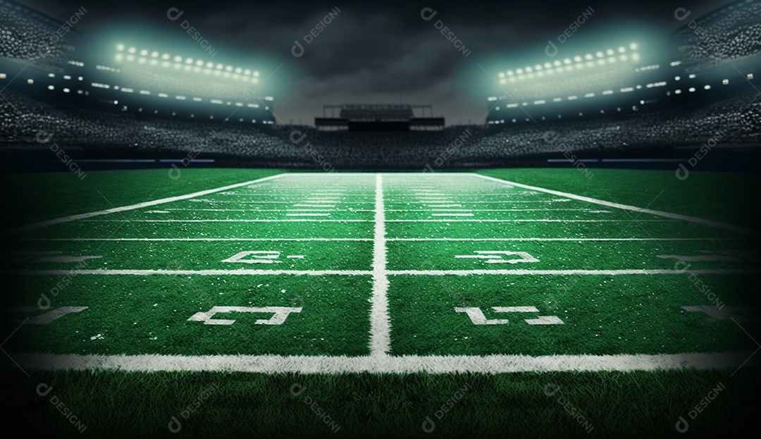 Campo verde em estádio de futebol americano
