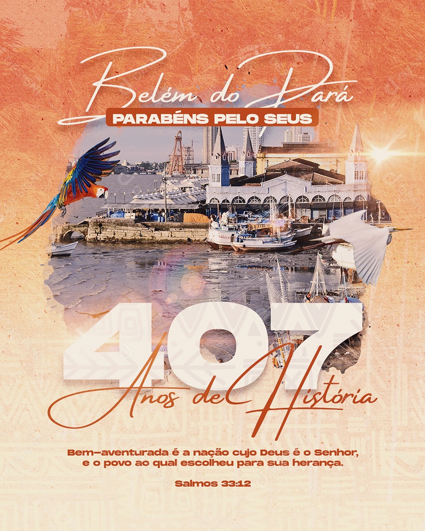 Feed Parabéns Pelos Seus 407 Anos De Historia Belém Do Pará Social Media PSD Editável