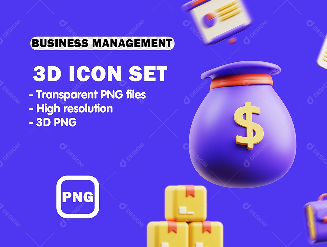 Saco De Dinheiro Elemento 3D Para Composição PSD