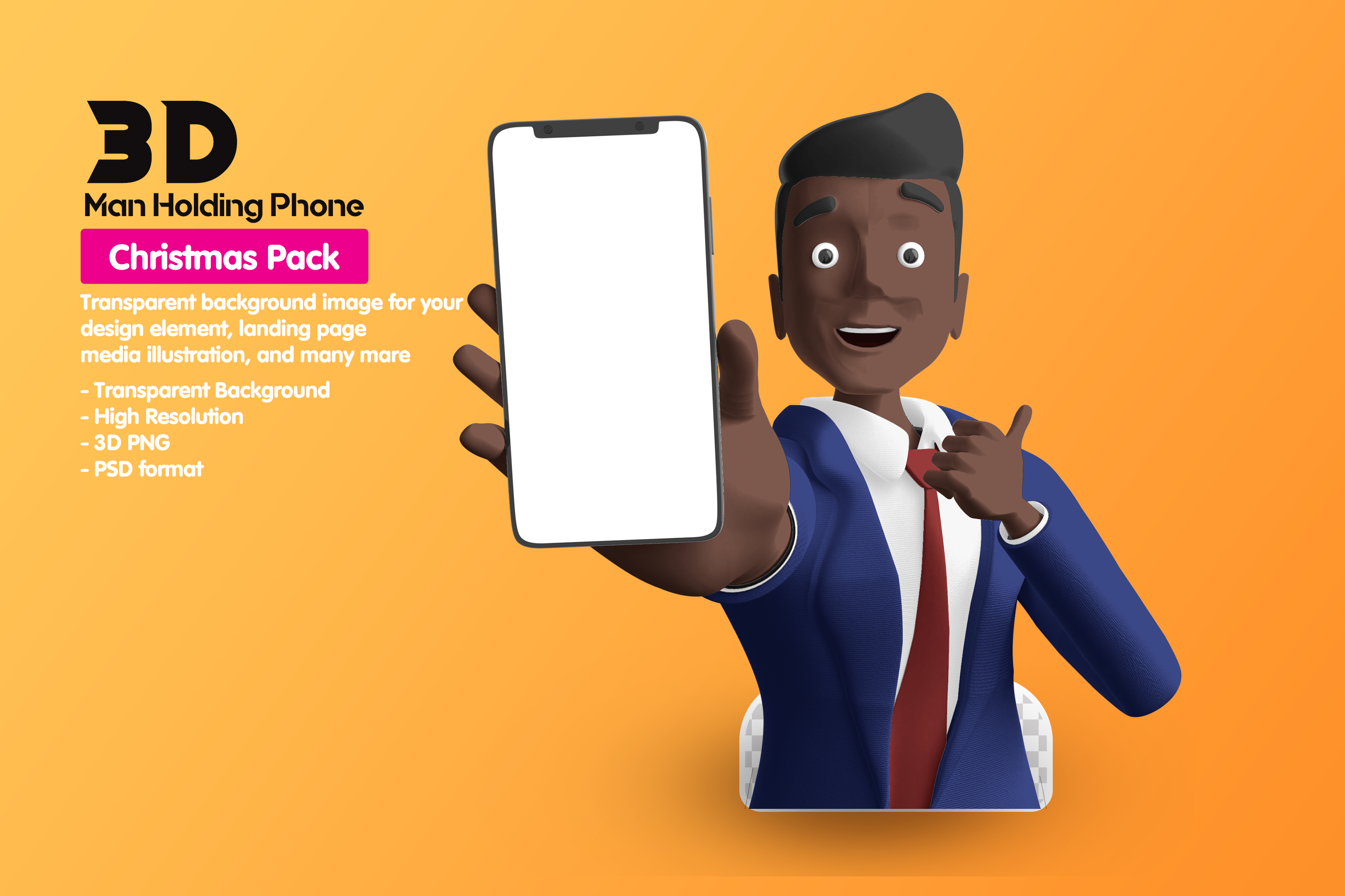 Homem Segurando O Celular Elemento 3D Para Composição PSD