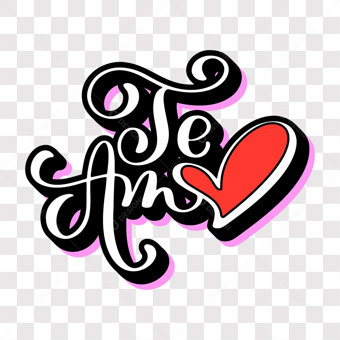Lettering Dia Dos Namorados Te Amo EPS + PNG
