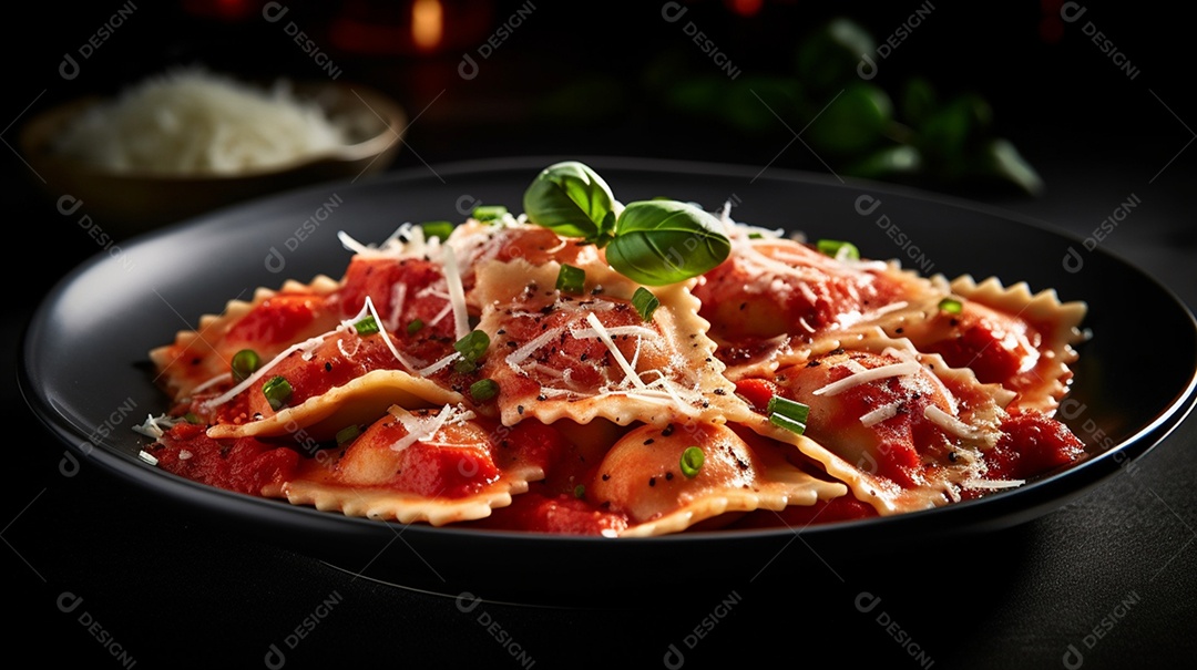 Macarrão Ravioli Sobre Mesa De Madeira