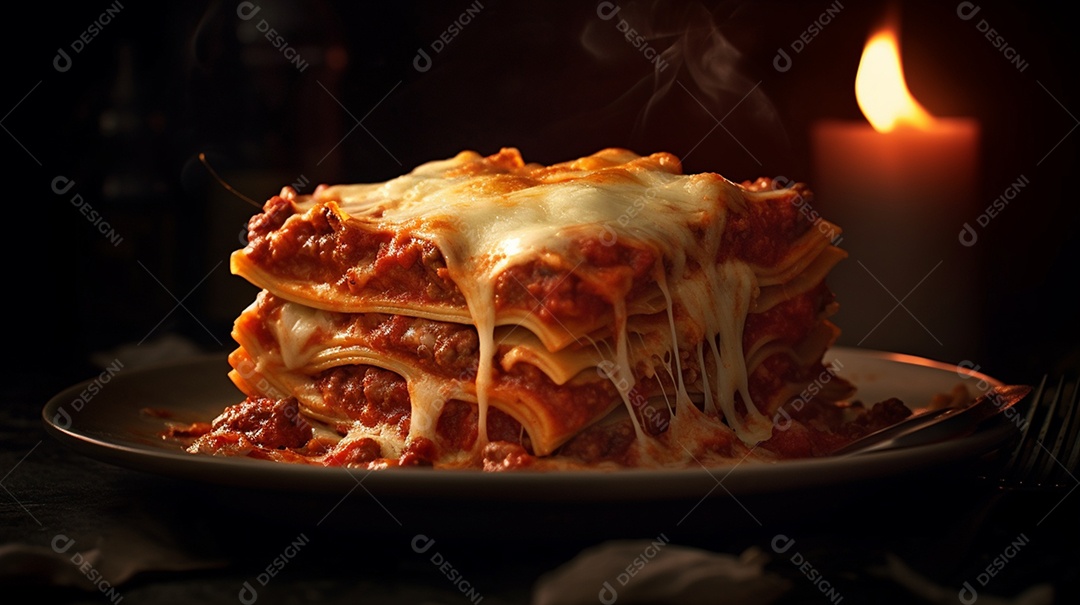 Pedaço De Lasanha De Carne e Queijo