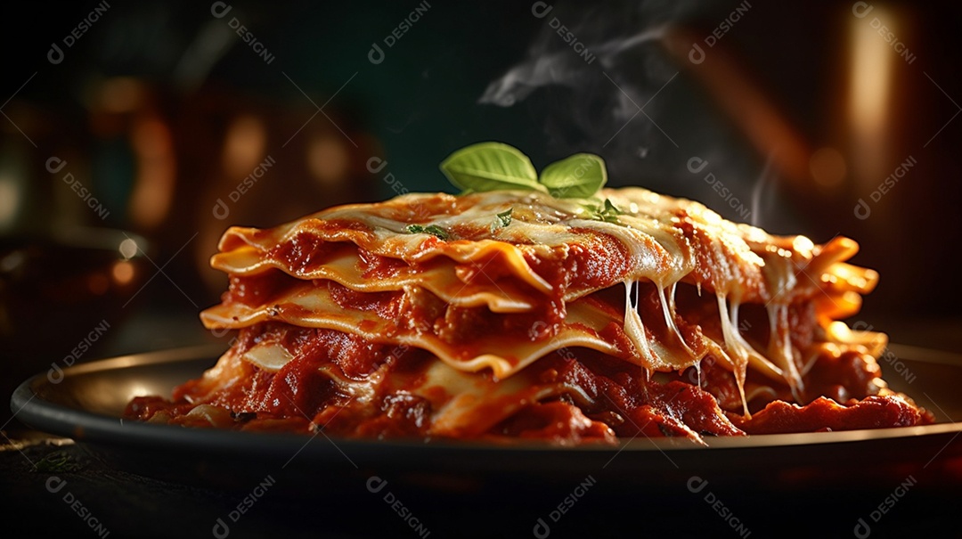 Pedaço De Lasanha De Carne e Queijo