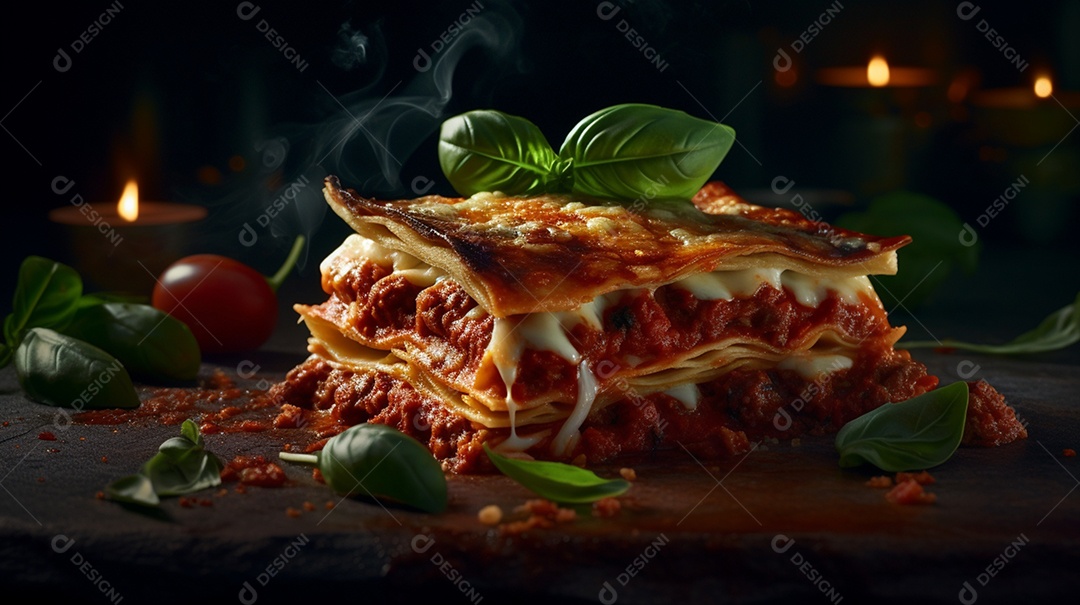 Pedaço De Lasanha De Carne e Queijo