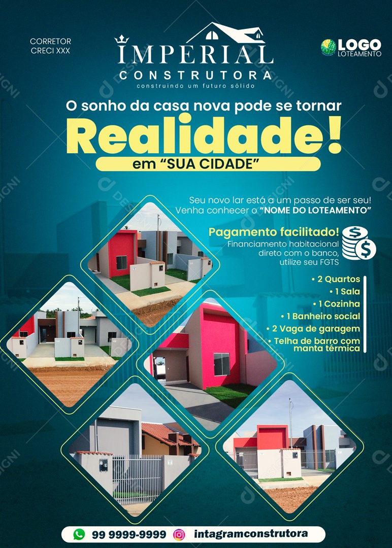 Imperial Construtora Realidade em Sua Casa Social Media PSD Editável