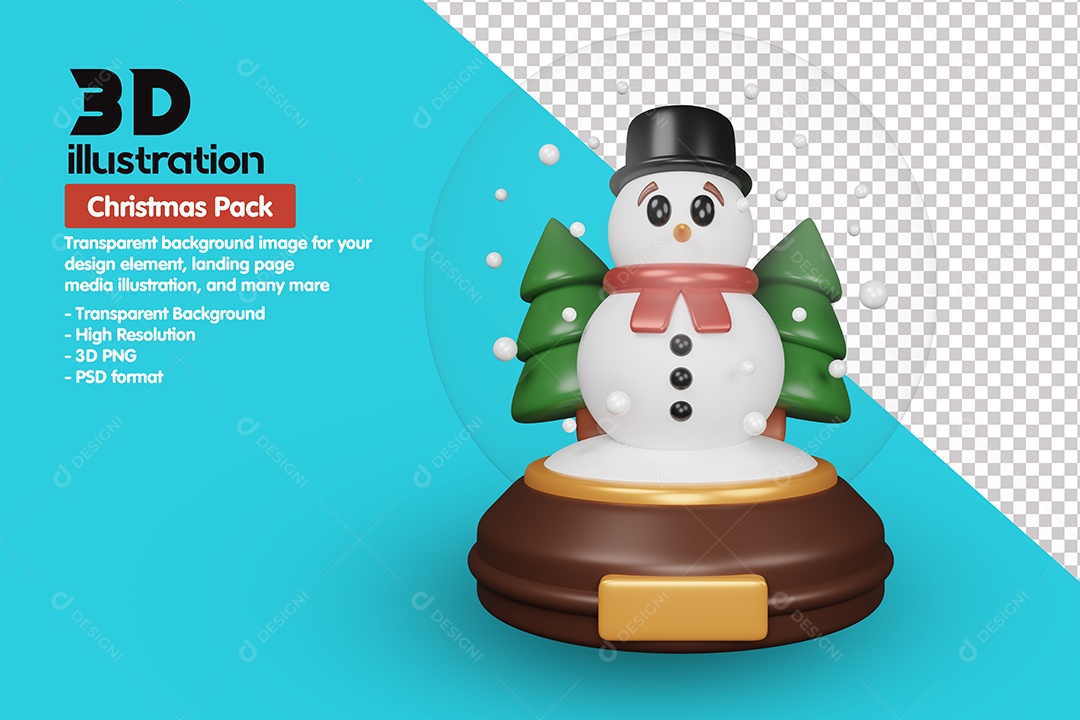 Boneco De Neve Elemento 3D Para Composição PSD